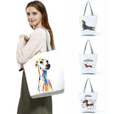 Dog Print Tote Bag Eco Friendly Portable Women Shoulder Bag
