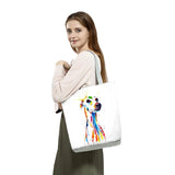 Dog Print Tote Bag Eco Friendly Portable Women Shoulder Bag