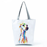 Dog Print Tote Bag Eco Friendly Portable Women Shoulder Bag