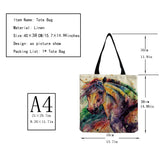 Cartoon Animal Horse Printed Handbags Eco Friendly Tote