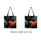 Cartoon Animal Horse Printed Handbags Eco Friendly Tote