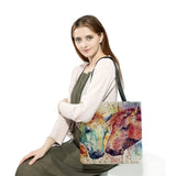 Cartoon Animal Horse Printed Handbags Eco Friendly Tote
