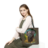 Cartoon Animal Elephant Printed Handbags Eco Friendly Shopping Bag