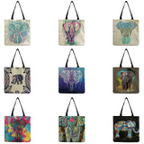 Cartoon Animal Elephant Printed Handbags Eco Friendly Shopping Bag