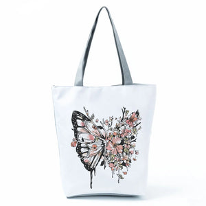 Butterfly Printed Tote Bag Eco Friendly Women Shoulder Bag