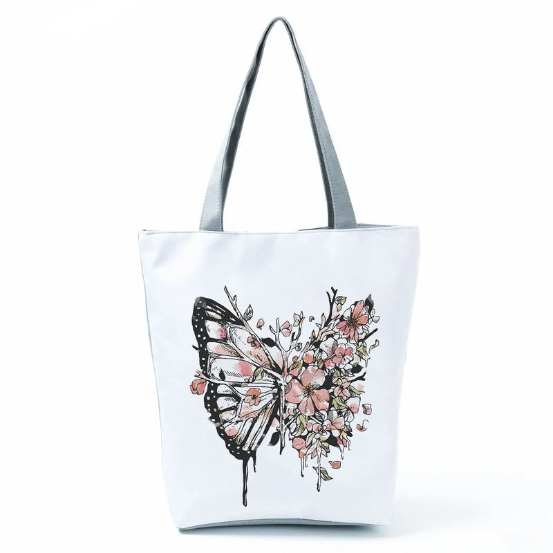 Butterfly Printed Tote Bag Eco Friendly Women Shoulder Bag