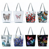 Butterfly Printed Tote Bag Eco Friendly Women Shoulder Bag