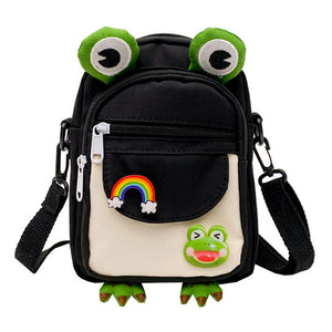 Cartoon Animal Girl Small Bag Nylon Mobile Phone Bag with Earphone Hole