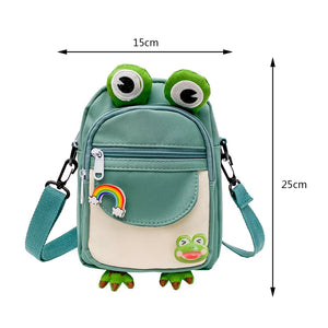 Cartoon Animal Messenger Bag Nylon Girl Small Bag with Earphone Hole
