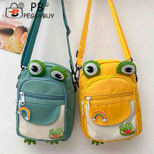 Cartoon Animal Messenger Bag Nylon Girl Small Bag with Earphone Hole