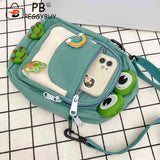 Cartoon Animal Messenger Bag Nylon Girl Small Bag with Earphone Hole