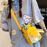 Cartoon Animal Messenger Bag Nylon Girl Small Bag with Earphone Hole