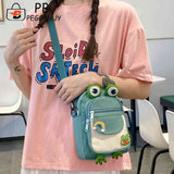 Cartoon Animal Messenger Bag Nylon Girl Small Bag with Earphone Hole