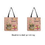 Owl Print Handbag High Capacity Eco-Friendly Tote Bag