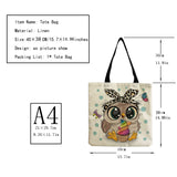 Owl Print Handbag High Capacity Eco-Friendly Tote Bag