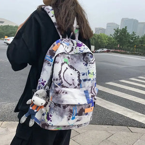 Anime Graffiti Women Backpack Harajuku Large Capacity Schoolbag
