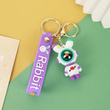 Cartoon Astronaut Lightning Rabbit Couple Keyring Bag Pendant Car Keyring