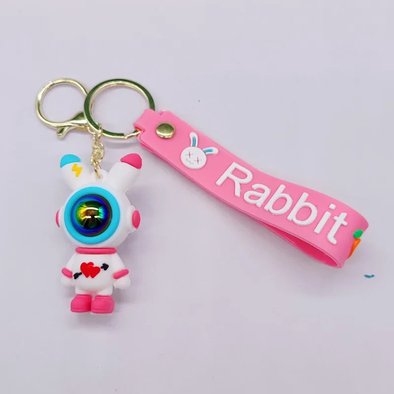 Cartoon Astronaut Lightning Rabbit Couple Keyring Bag Pendant Car Keyring
