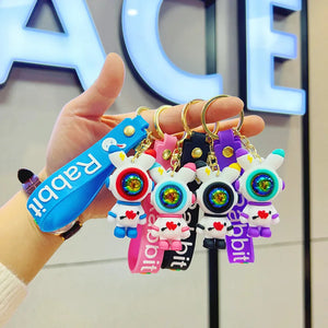 Cartoon Astronaut Lightning Rabbit Couple Keyring Bag Pendant Car Keyring