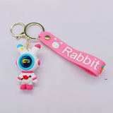 Cartoon Astronaut Lightning Rabbit Couple Keyring Bag Pendant Car Keyring