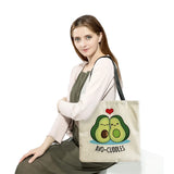 Avocado Fruit Printed Shopping Bag Eco Friendly Foldable Tote