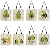 Avocado Fruit Printed Shopping Bag Eco Friendly Foldable Tote