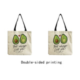 Avocado Fruit Printed Shopping Bag Eco Friendly Foldable Tote
