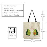Avocado Fruit Printed Shopping Bag Eco Friendly Foldable Tote