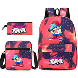 3 Pcs Friday Night Funkin Anime School Bags Set Boys Girls Teens Bagpacks