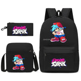 3 Pcs Friday Night Funkin Anime School Bags Set Boys Girls Teens Bagpacks