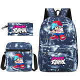 3 Pcs Friday Night Funkin Anime School Bags Set Boys Girls Teens Bagpacks