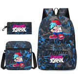 3 Pcs Friday Night Funkin Anime School Bags Set Boys Girls Teens Bagpacks