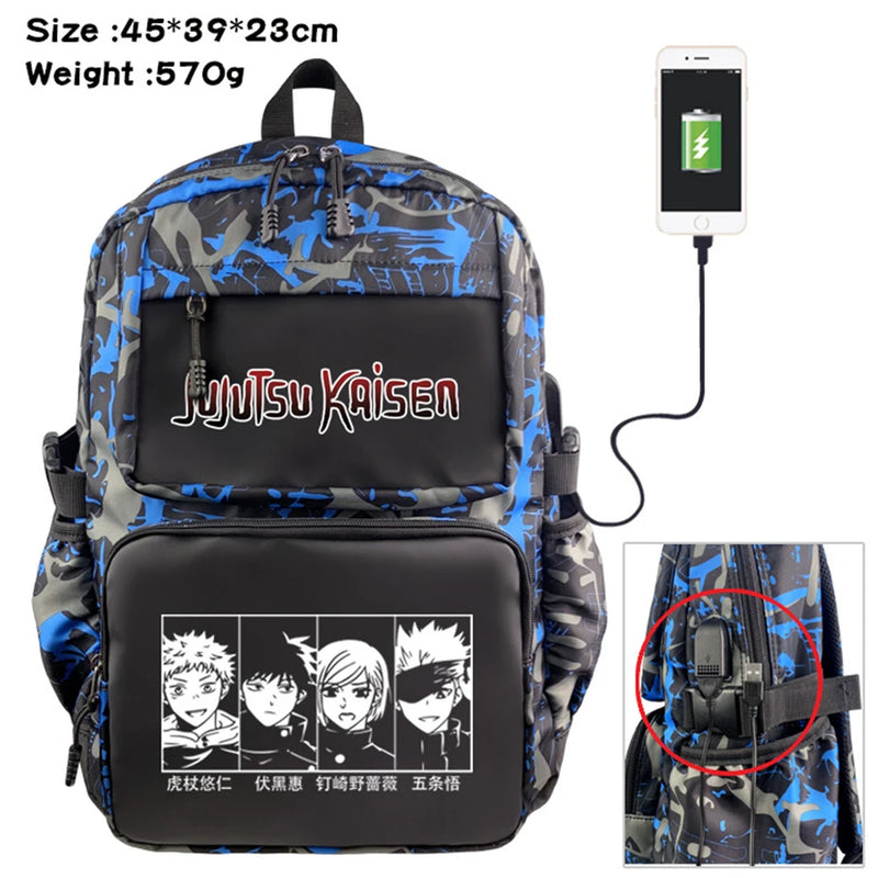 Anime Jujutsu Kaisen Backpack USB Casual Student Schoolbag