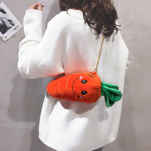 Carrot Furry Shoulder Bag Crossbody Fluffy Bag