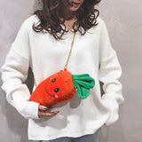 Carrot Furry Shoulder Bag Crossbody Fluffy Bag