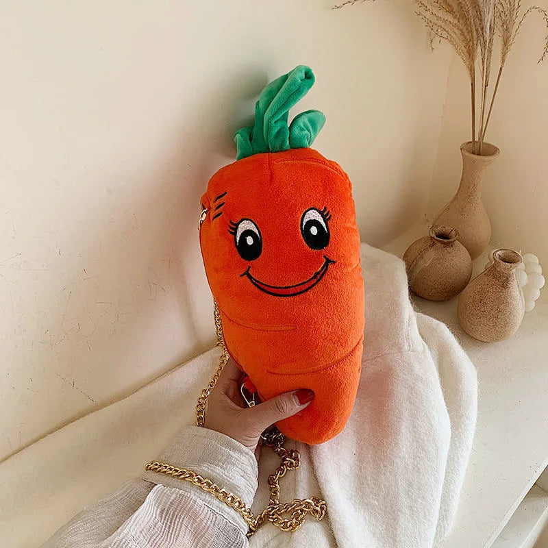 Carrot Furry Shoulder Bag Crossbody Fluffy Bag