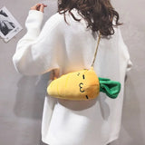 Carrot Furry Shoulder Bag Crossbody Fluffy Bag