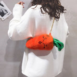 Carrot Furry Shoulder Bag Crossbody Fluffy Bag