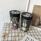 Female Cartoon Printing Cylinder Bag Mini Shoulder Messenger Bag