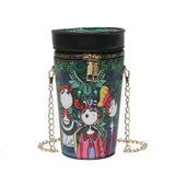 Female Cartoon Printing Cylinder Bag Mini Shoulder Messenger Bag