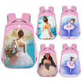 Ballet Dancer Print School Backpack for Girls Women Travel Laptop Bag