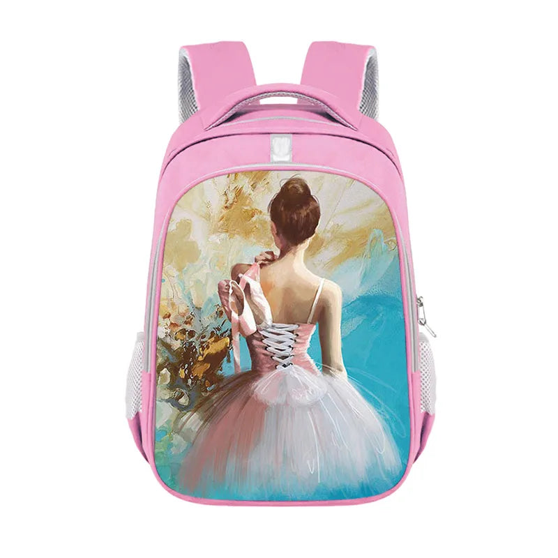 Ballet Dancer Print School Backpack for Girls Women Travel Laptop Bag