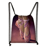Cartoon Ballet Dancing Girls Drawstring Bag Women Storage Bags Teenager Girls