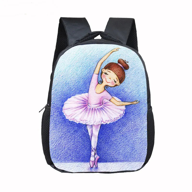 Cartoon Ballet Dancing Printing Backpack Children School Bags Dance Shoes