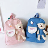 Cartoon Bear Canvas School Bags For Gilr Kids Kindergarten SchoolBags