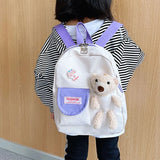 Cartoon Bear Canvas School Bags For Gilr Kids Kindergarten SchoolBags