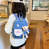 Cartoon Bear Canvas School Bags For Gilr Kids Kindergarten SchoolBags