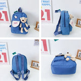 Cartoon Bear Canvas School Bags For Gilr Kids Kindergarten SchoolBags