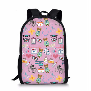 Bear Doctor Print School Bag Kawaii Zipper Mochila Infantil Children's Backpack