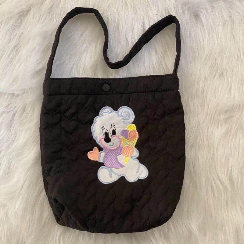 Bear Shoulder Bag Heart Quilting Tote for Women